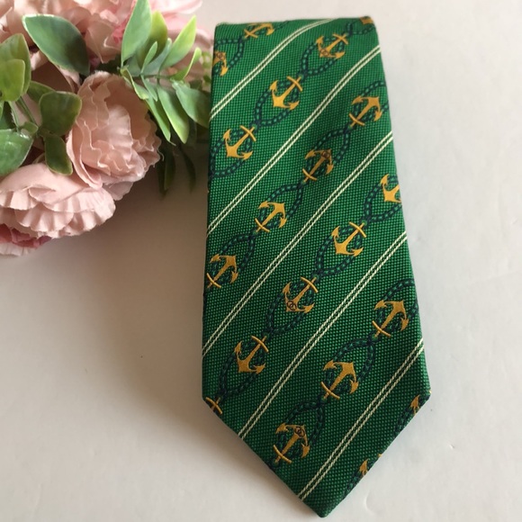 Chanel Green Anchor Tie Vintage CHANEL MENSWEAR TIE GREEN ANCHOR - Picture 1 of 16